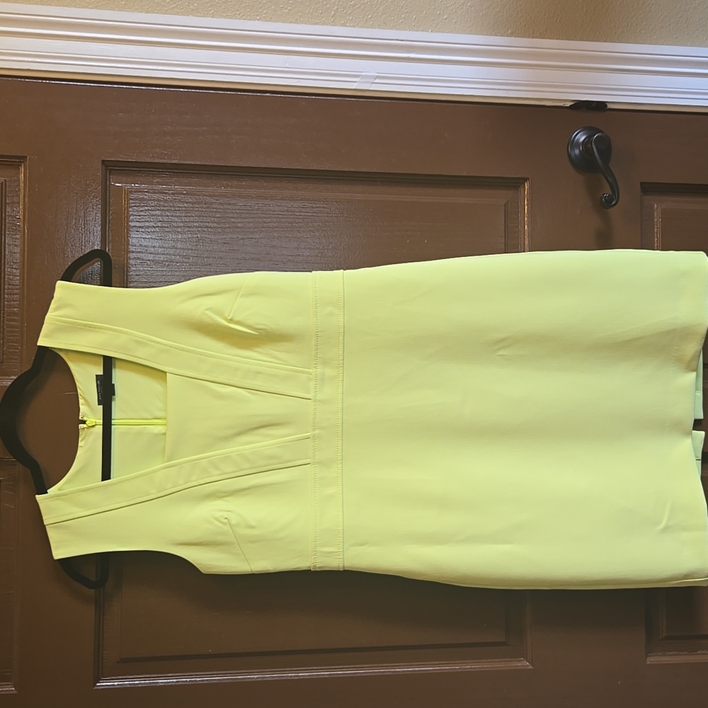 Ann Taylor-Hot green fitted stretchy sleeveless square neck dress Sz 10 P